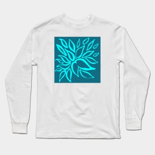 turquoise leaves pattern Long Sleeve T-Shirt